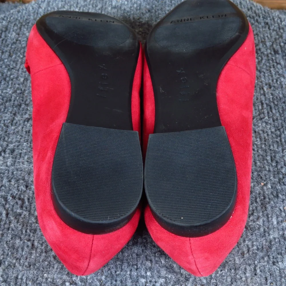 Anne Klein Akidara‎ Women Loafers Size 6M Business Casual Red Suede Patent Trim